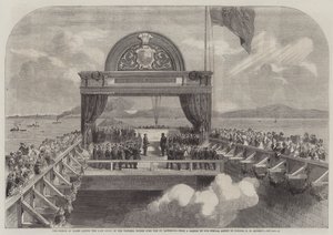 Le Prince de Galles posant la dernière pierre du pont Victoria sur le Saint-Laurent - George Henry Andrews