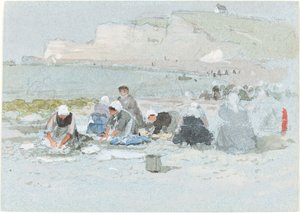 Blanchisseuses sur la plage à Étretat - George Henry Boughton