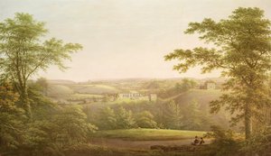 Easby Hall et Easby Abbey avec Richmond, Yorkshire, en arrière-plan, vers 1790-1810