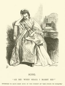 Illustration pour Ah Me! Quand vais-je me marier? - George John Pinwell