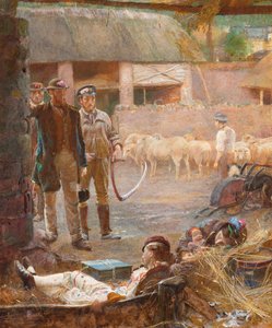 Joueurs ambulants (aquarelle rehaussée de couleur corporelle) - George John Pinwell