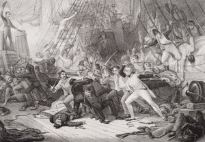 Nelson abordant le San Josef à la bataille de Saint-Vincent, 14 février 1797, tiré de 