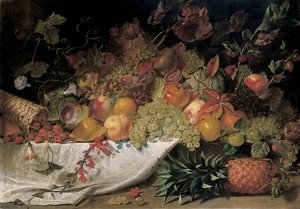Fruits et fleurs sur un rebord de pierre, 1829