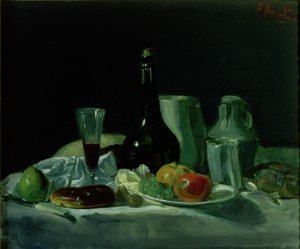 Nature morte - Bouteille et fruits
