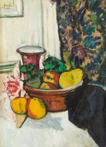 Nature morte avec fruits et rose rose - George Leslie Hunter