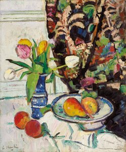Nature morte avec tulipes et fruits