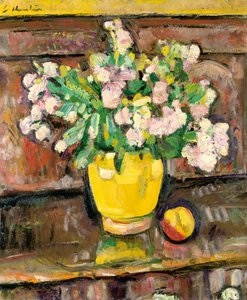 Nature morte avec des fleurs dans un vase jaune - George Leslie Hunter