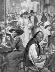 La dernière folie de la société américaine, les New-Yorkais dînant dans un restaurant chinois, illustration de 