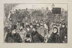 Le courant vivant au pont de Londres - Sur le pont, 1863 - George Louis Palmella Busson Du Maurier