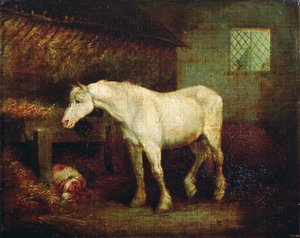 Une vieille jument grise à une mangeoire - George Morland