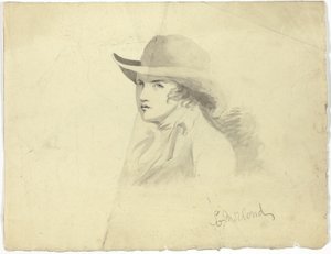 Buste de jeune homme portant un chapeau (recto) ; tête d