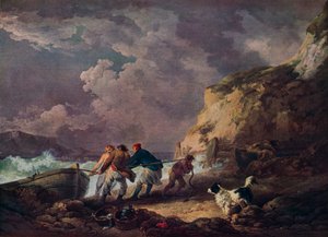 Rivage : Pêcheurs tirant un bateau, 1791