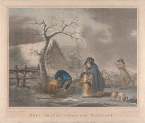 Ensemble de quatre : Garçons patinant - George Morland