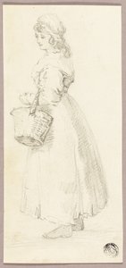 Fille debout avec un panier