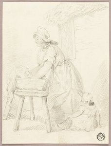 Femme lavant des vêtements - George Morland