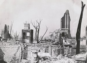 Ruines du bâtiment de la Chicago Historical Society après le grand incendie de Chicago, 1871