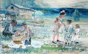 Pique-nique à la plage - George Overbury Hart