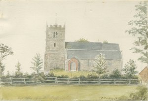 Église de High Offley : aquarelle