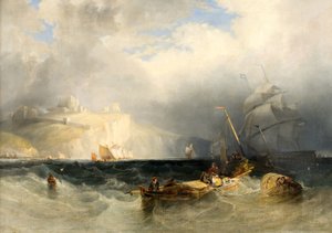 Bateaux de pêche français dans une tempête au large de Douvres - George Philip Reinagle