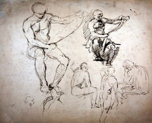 Mâles nus - études pour les Anciens - George Richmond