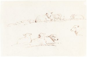 Études de moutons dans un pâturage - George Richmond