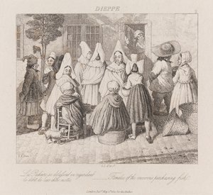 Femmes achetant du poisson, Dieppe, c.1821 - George Robert Lewis