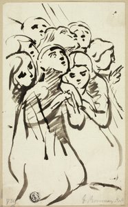 Figures agenouillées blotties ensemble - George Romney