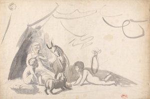 Trois enfants, un chien et une chèvre - George Romney