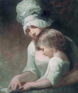 Une mère et son enfant lisant - George Romney