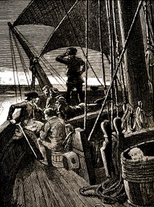 Jim Hawkins entend une conversation révélant la mutinerie des pirates - George Roux
