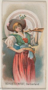 Schuetzenfest, Suisse, de la série Holidays N80 pour les cigarettes Duke, 1890