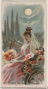 La foire aux fleurs, Espagne, de la série Holidays N80 pour les cigarettes Duke, 1890