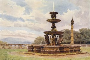 Jardins italiens : la fontaine du dragon, Villa Mondragone - George Samuel Elgood