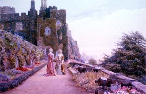 La terrasse au château de Berkeley, Gloucestershire - George Samuel Elgood