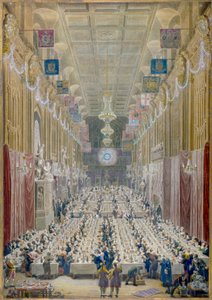 Vue du dîner du Lord Maire au Guildhall, Londres, 1828 - George Scharf