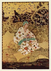 Une très belle fille assise sur la rive du ruisseau - George Sheringham