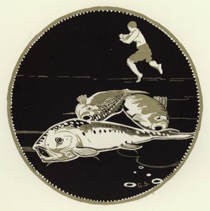 Il vit quatre gros poissons allongés sur la glace - George Sheringham