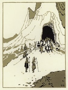 Les gens partirent chercher les géants, bientôt ils arrivèrent à leur grotte - George Sheringham