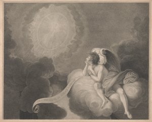 Fenêtre ouest de la chapelle, New College Oxford, ange contemplant le mystère de la croix - George Siegmund Facius