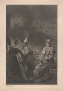 Fenêtre ouest de la chapelle, New College Oxford : berger et chien, partie de la fenêtre de la Nativité - George Siegmund Facius