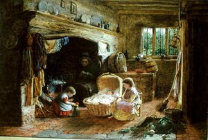 Un coin du feu dans un cottage - George Smith
