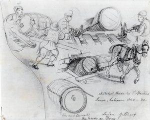Charretiers et cheval, vers 1820-30