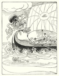 Jason et les Argonautes : « Et ils attrapèrent le navire et le guidèrent, et le passèrent de main en main » (lithographie) - George Soper