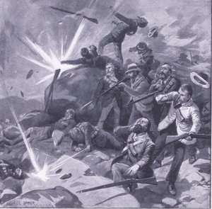 Le dernier combat de la police de Johannesburg à Bergendal, illustration de Après Pretoria : La guerre de guérilla, 1902