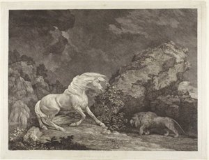 Un cheval effrayé par un lion - George Stubbs