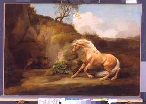 Un cheval effrayé par un lion, vers 1790-5