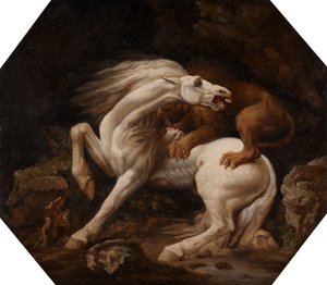 Cheval attaqué par un lion Épisode C, entre 1768 et 1769 - George Stubbs