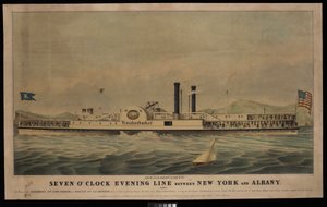 Ligne du soir de sept heures entre New York et Albany, Direct: Les bateaux à vapeur Knickerbocker et Rochester - George T. (after) Sanford