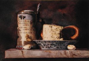 Nature morte avec fromage et chope - George Thompson Hobbs