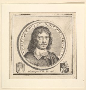Buste de Hollar dans un cadre circulaire publié dans Vertues, Description des œuvres de..., 1745